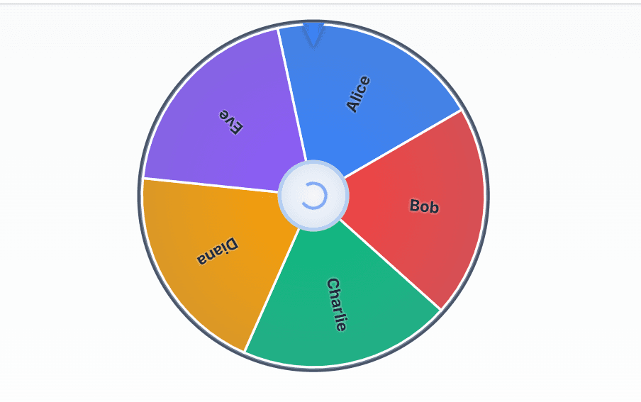 Screenshot of the wheel spinning in motion